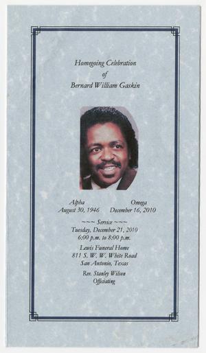 Primary view of object titled '[Funeral Program for Bernard William Gaskin, December 21, 2010]'.