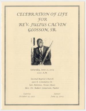 Primary view of object titled '[Funeral Program for Julius Calvin Glosson, Sr., June 21, 2003]'.
