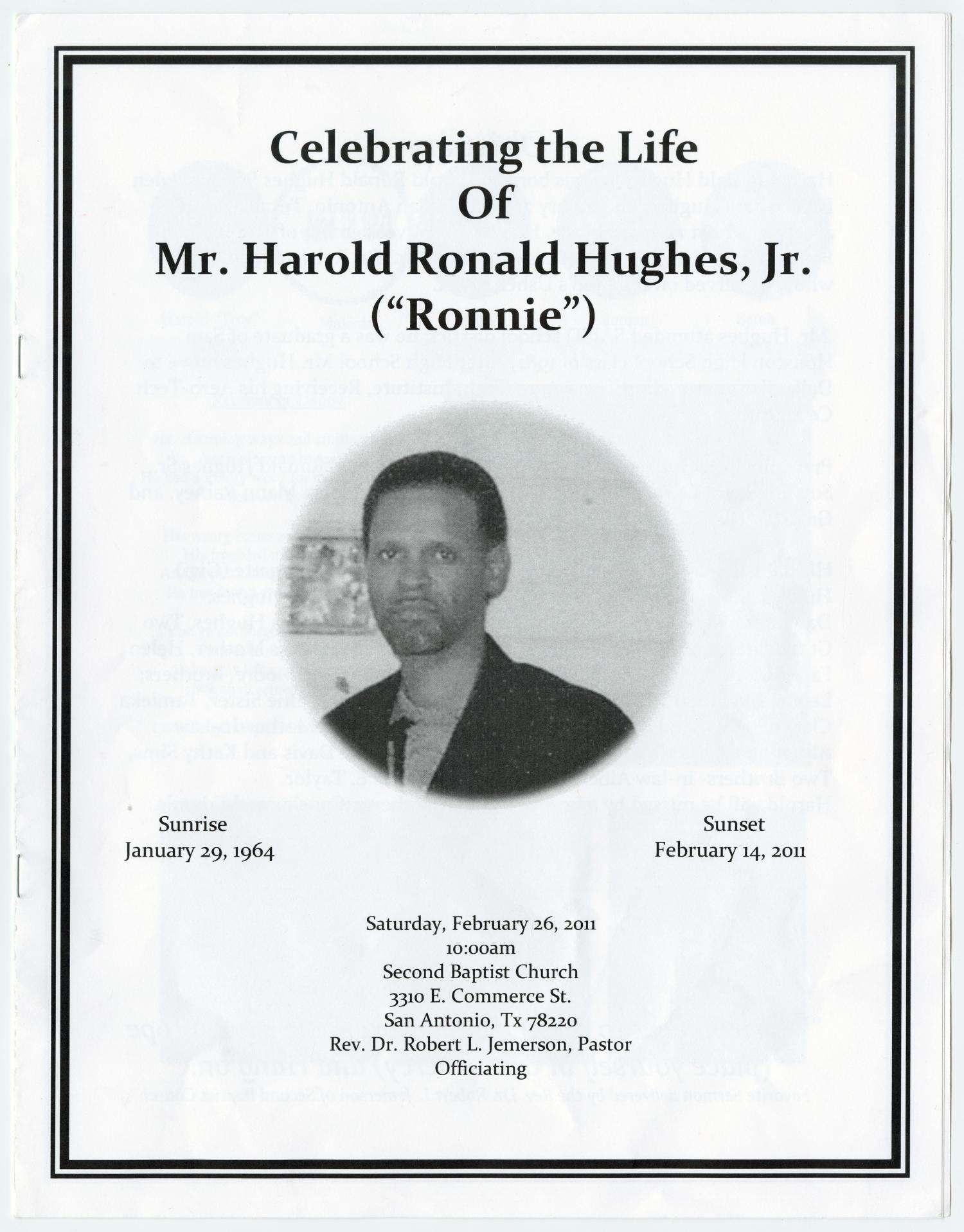 [Funeral Program for Harold Ronald Hughes, Jr., February 26, 2011]
                                                
                                                    [Sequence #]: 1 of 8
                                                