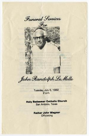 Primary view of object titled '[Funeral Program for John Randolph LeMelle, July 6, 1982]'.