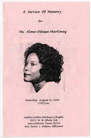 Primary view of object titled '[Funeral Program for Alma Odessa Martinez, August 21, 2004]'.