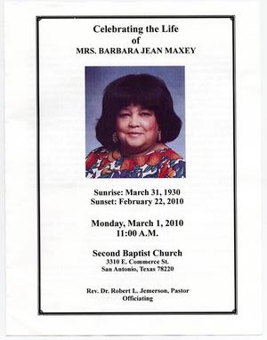 Primary view of object titled '[Funeral Program for Barbara Jean Maxey, March 1, 2010]'.