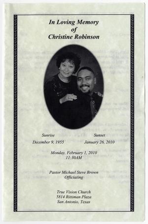 Primary view of object titled '[Funeral Program for Christine Robinson, February 1, 2010]'.