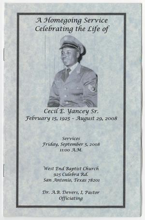 Primary view of object titled '[Funeral Program for Cecil E. Yancey, Sr., September 5, 2008]'.