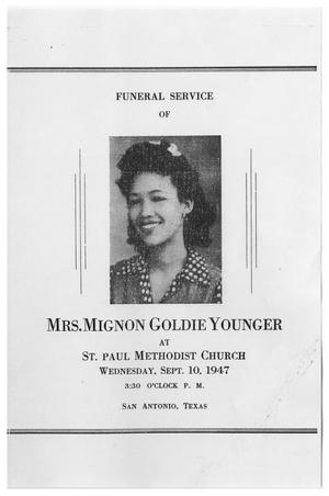 Primary view of object titled '[Funeral Program for Mignon Goldie Younger, September 10, 1947]'.