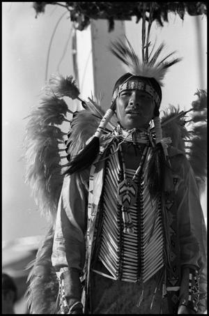 Primary view of object titled '[Young Inter-Tribal Dancer at the Texas Folklife Festival]'.