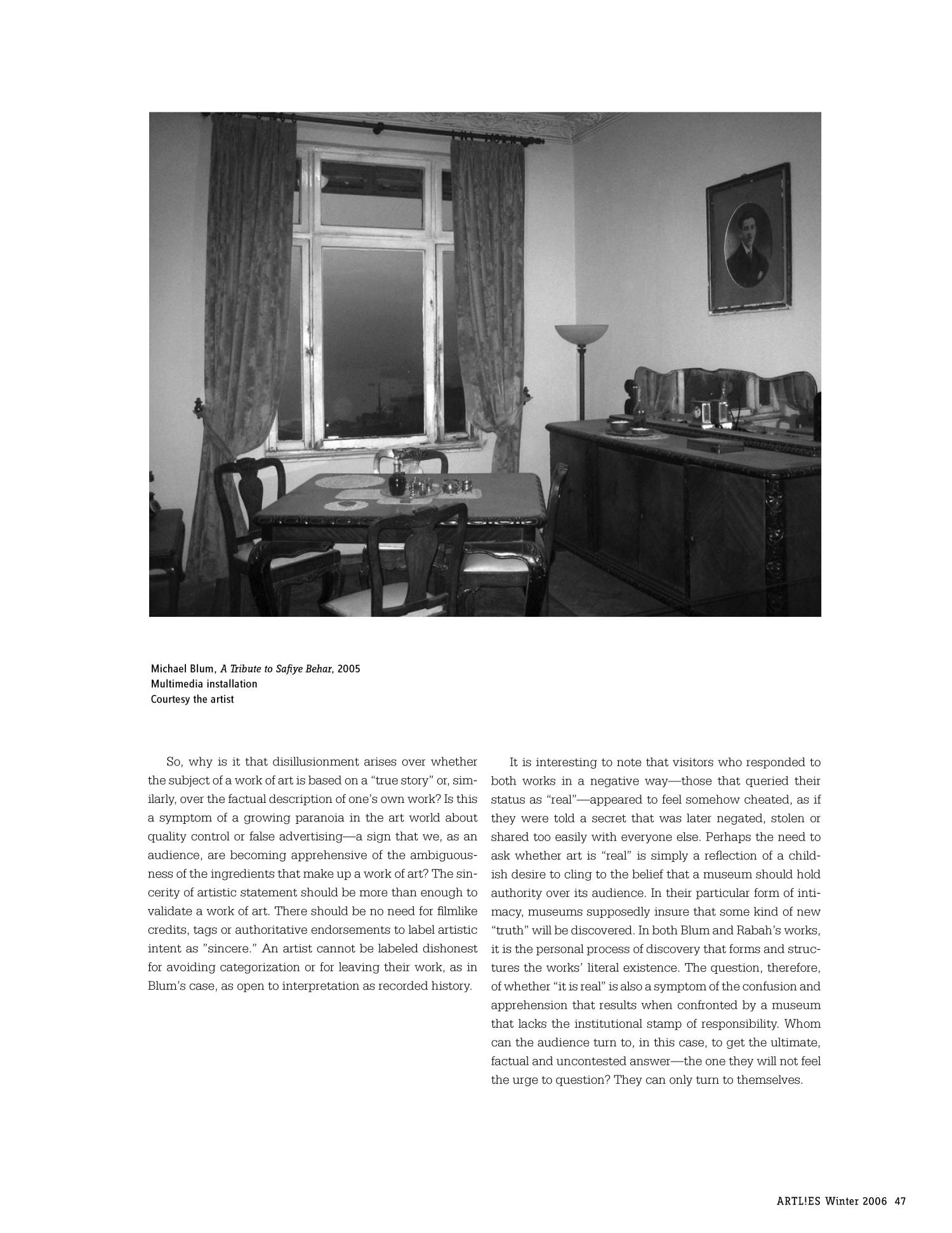 Art Lies, Volume 49, Winter 2006
                                                
                                                    47
                                                