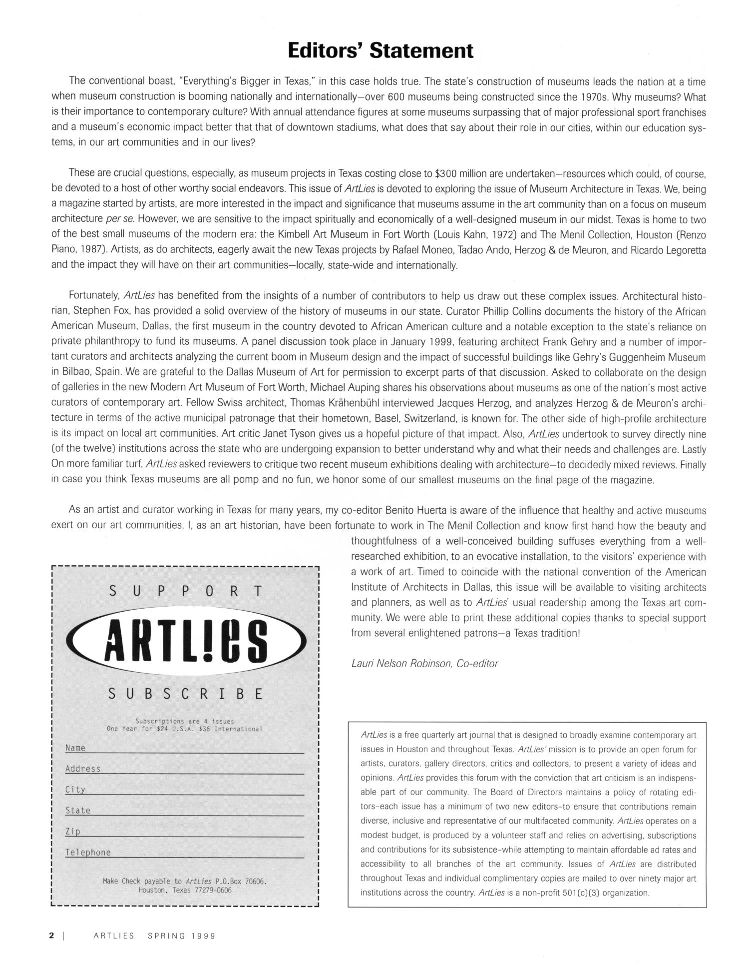 Art Lies, Volume 22, Spring 1999
                                                
                                                    2
                                                