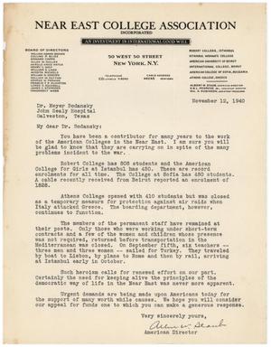 Primary view of object titled '[Letter from Allen W. Dulles to Meyer Bodansky - November 12, 1940]'.