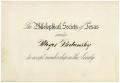 Text: [Formal Invitation from The Philosophical Society of Texas for Dr. Me…