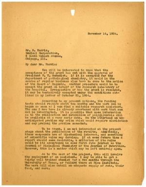 Primary view of object titled '[Letter from Meyer Bodansky to Benjamin R. Harris - November 16, 1934]'.