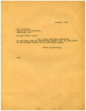 Primary view of object titled '[Letter from Meyer Bodansky to Dr. W. R. Bloor - March 1, 1931]'.