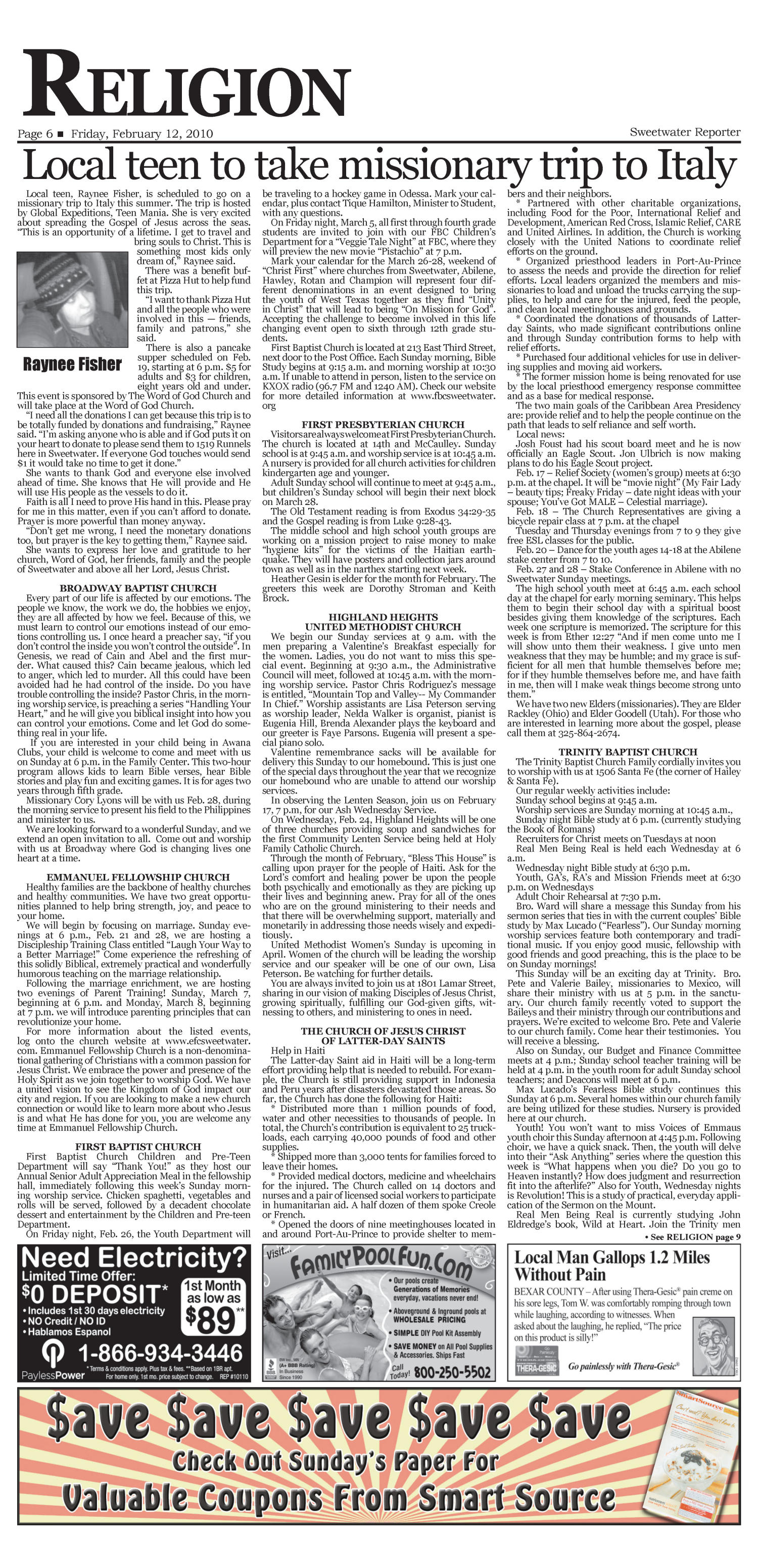 Sweetwater Reporter (Sweetwater, Tex.), Vol. 112, No. 076, Ed. 1 Friday, February 12, 2010
                                                
                                                    [Sequence #]: 6 of 12
                                                