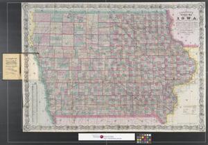 Primary view of object titled 'Colton's sectional map of the state of Iowa : compiled from the U.S. surveys & other authentic sources : exhibiting the sections, fractional sections, counties, cities, towns, villages, post offices, railroads & other internal improvements.'.