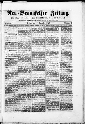 Primary view of object titled 'Neu-Braunfelser Zeitung (New Braunfels, Tex.), Vol. 1, No. 6, Ed. 1 Friday, December 17, 1852'.
