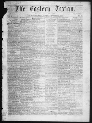 Primary view of object titled 'The Eastern Texian (San Augustine, Tex.), Vol. 2, No. 20, Ed. 1 Saturday, September 18, 1858'.