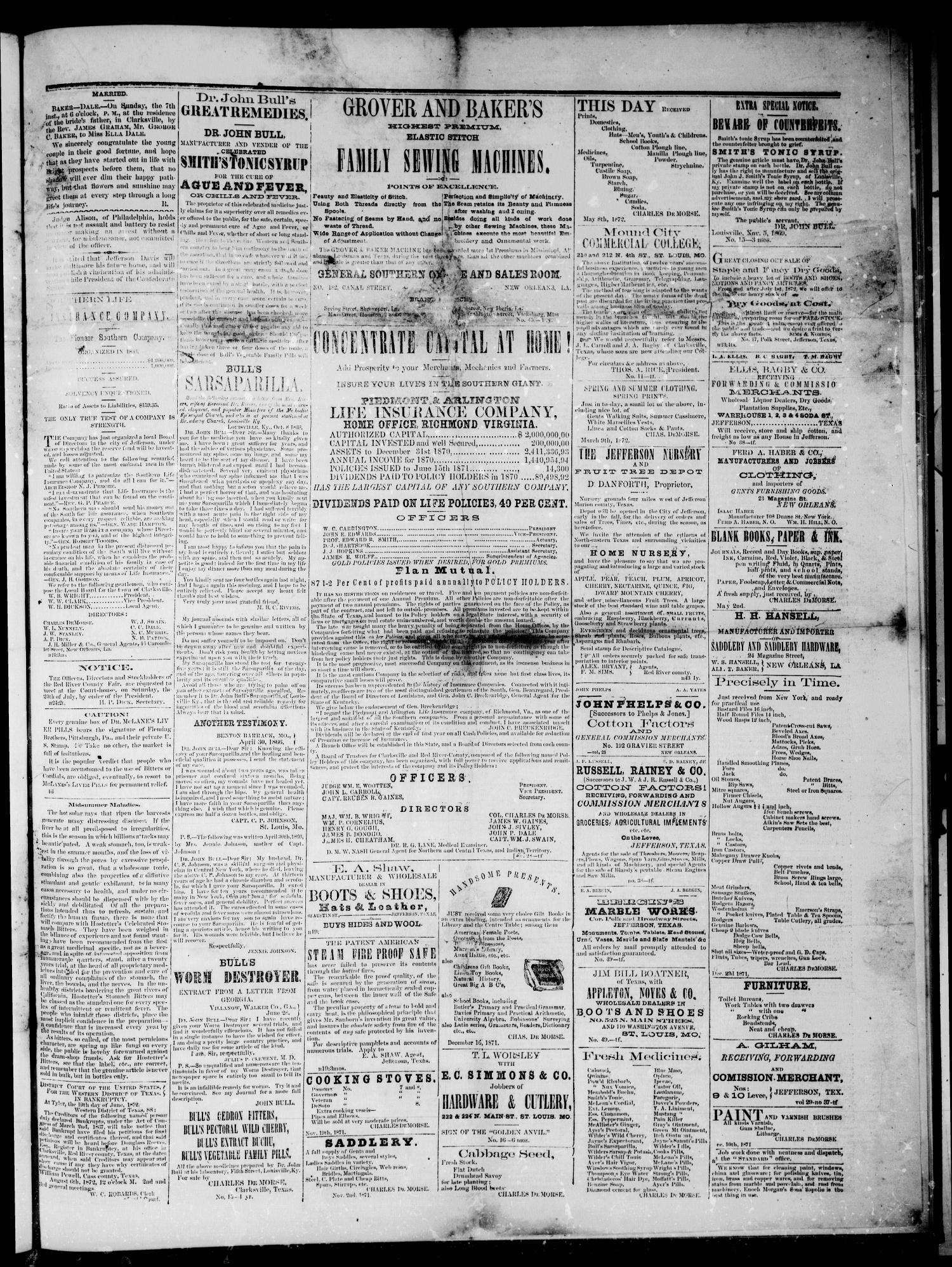 The Standard (Clarksville, Tex.), Vol. 30, No. 25, Ed. 1 Saturday, July 13, 1872
                                                
                                                    [Sequence #]: 3 of 4
                                                