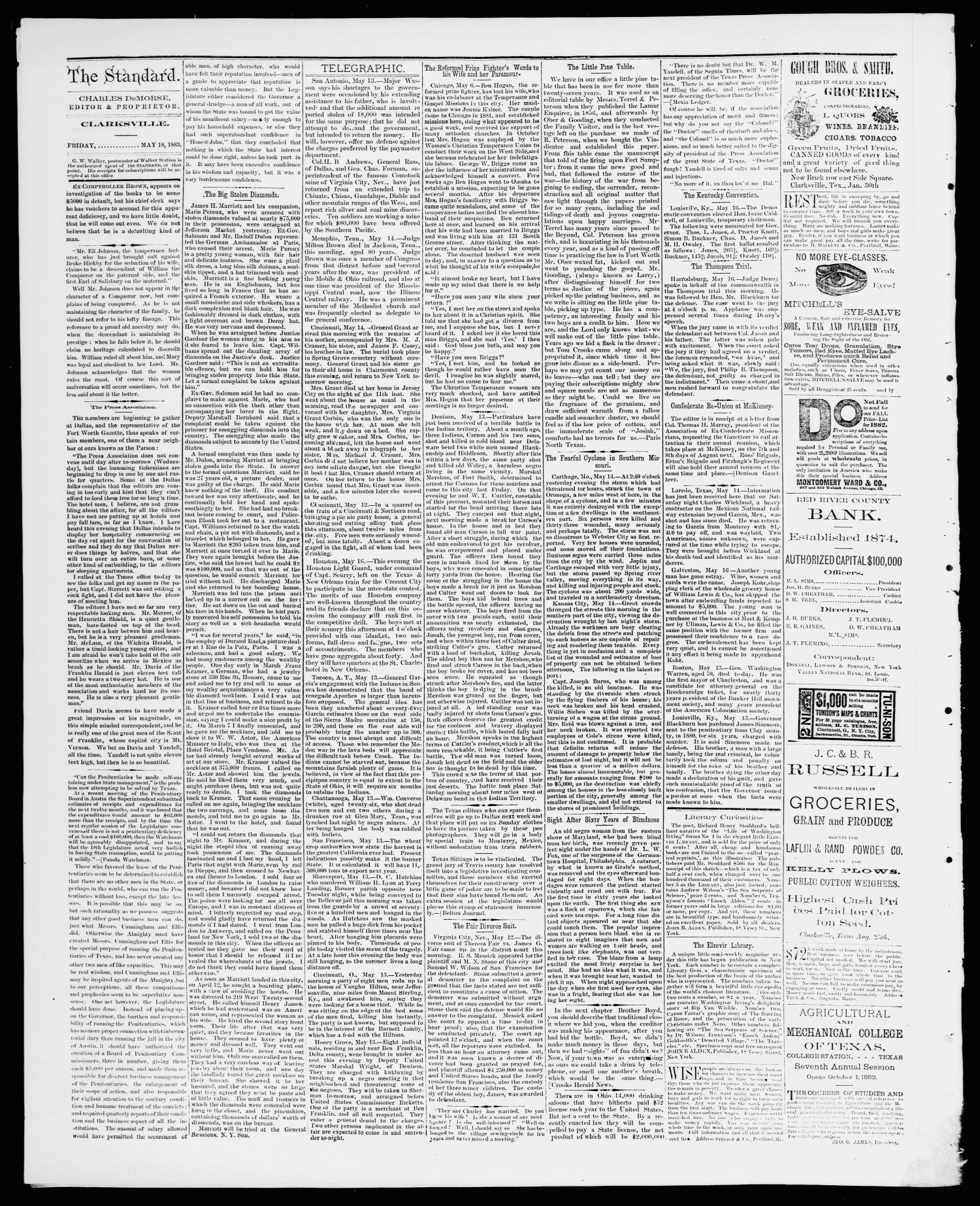 The Standard (Clarksville, Tex.), Vol. 4, No. 28, Ed. 1 Friday, May 18, 1883
                                                
                                                    [Sequence #]: 2 of 4
                                                