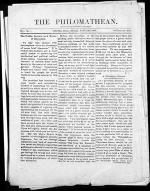 Primary view of object titled 'The Philomathean (Chappell Hill, Tex.), Vol. 1, No. 1, Ed. 1 Friday, January 1, 1886'.