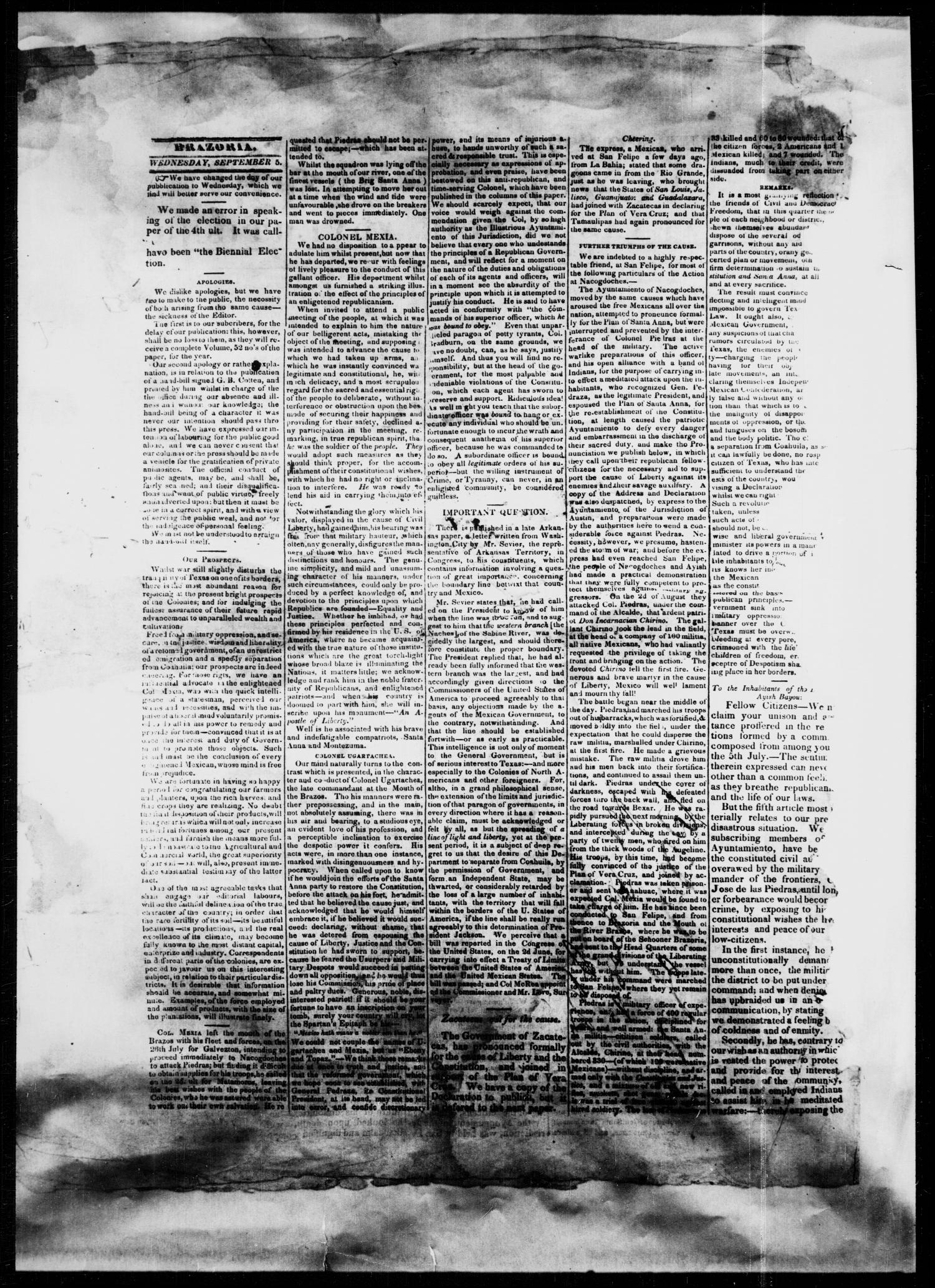 The Constitutional Advocate and Texas Public Advertiser. (Brazoria, Tex.), Vol. 1, Ed. 1 Wednesday, September 5, 1832
                                                
                                                    [Sequence #]: 2 of 3
                                                