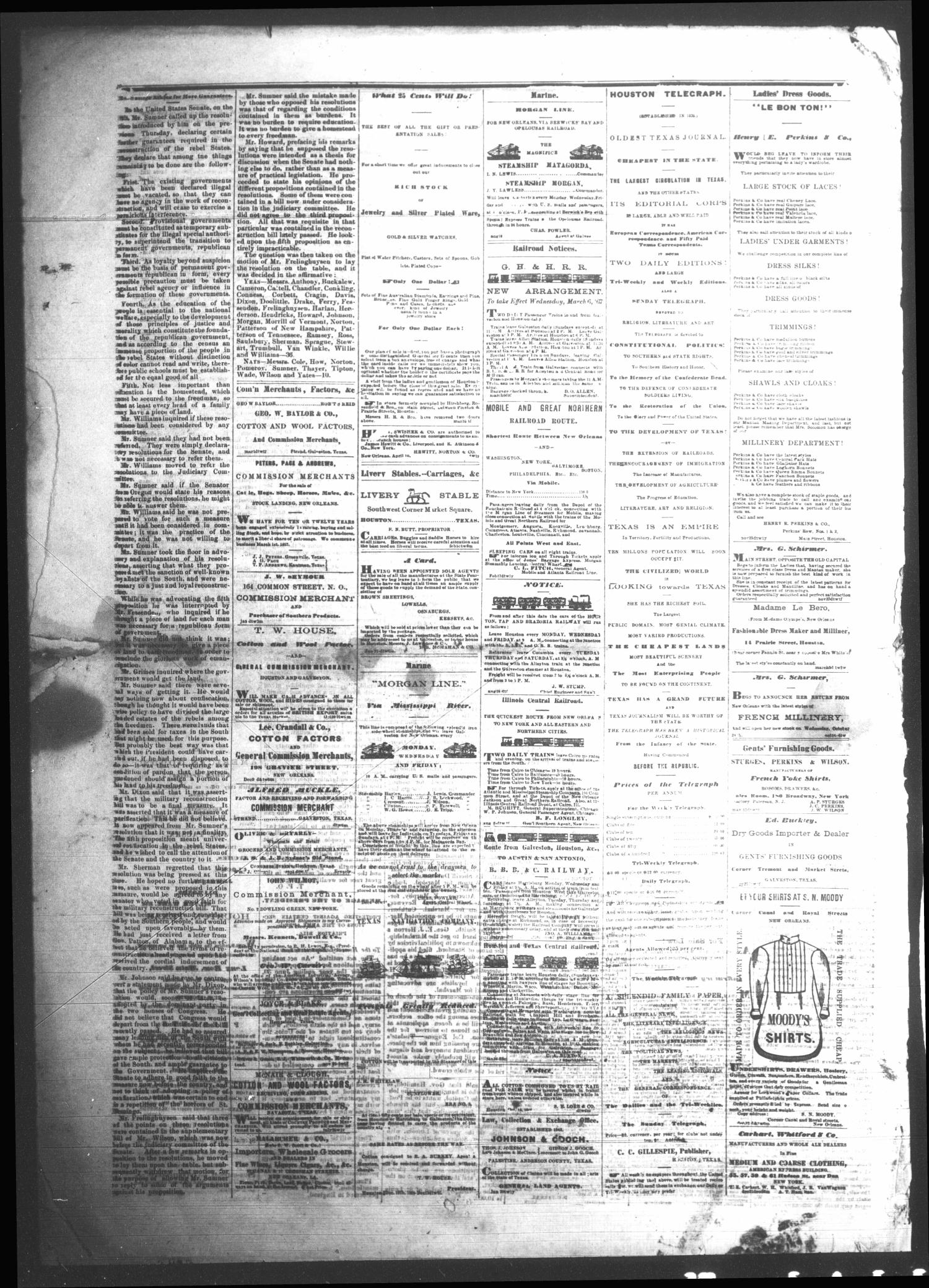 Tri-Weekly Telegraph (Houston, Tex.), Vol. 32, No. 158, Ed. 1 Friday, March 22, 1867
                                                
                                                    [Sequence #]: 8 of 10
                                                