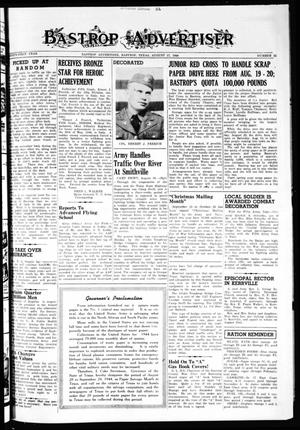 Primary view of object titled 'Bastrop Advertiser (Bastrop, Tex.), Vol. 91, No. 22, Ed. 1 Thursday, August 17, 1944'.