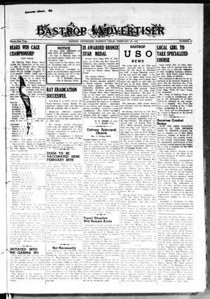Primary view of object titled 'Bastrop Advertiser (Bastrop, Tex.), Vol. 91, No. 49, Ed. 1 Thursday, February 22, 1945'.