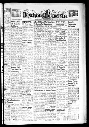 Primary view of object titled 'Bastrop Advertiser (Bastrop, Tex.), Vol. 102, No. 21, Ed. 1 Thursday, July 22, 1954'.