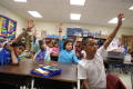Photograph: [Students respond in class in Crockett Elementary]