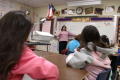 Primary view of [Delisse Hardy teaches a class at Crockett Elementary]