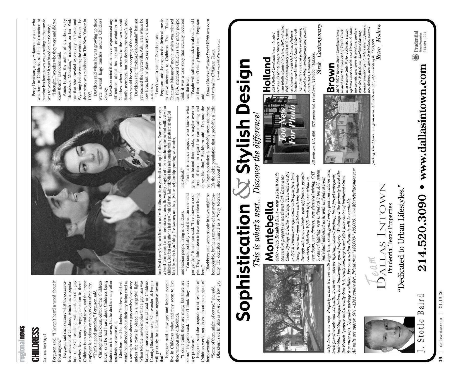 Dallas Voice (Dallas, Tex.), Vol. 22, No. 35, Ed. 1 Friday, January 13, 2006
                                                
                                                    [Sequence #]: 14 of 60
                                                