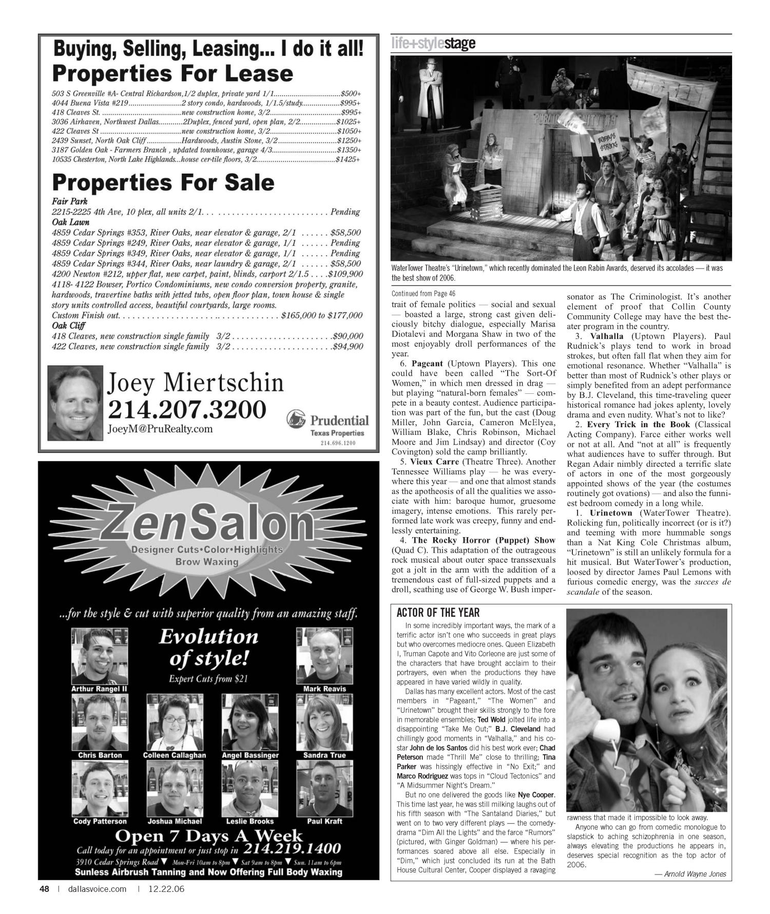 Dallas Voice (Dallas, Tex.), Vol. 23, No. 32, Ed. 1 Friday, December 22, 2006
                                                
                                                    [Sequence #]: 48 of 72
                                                