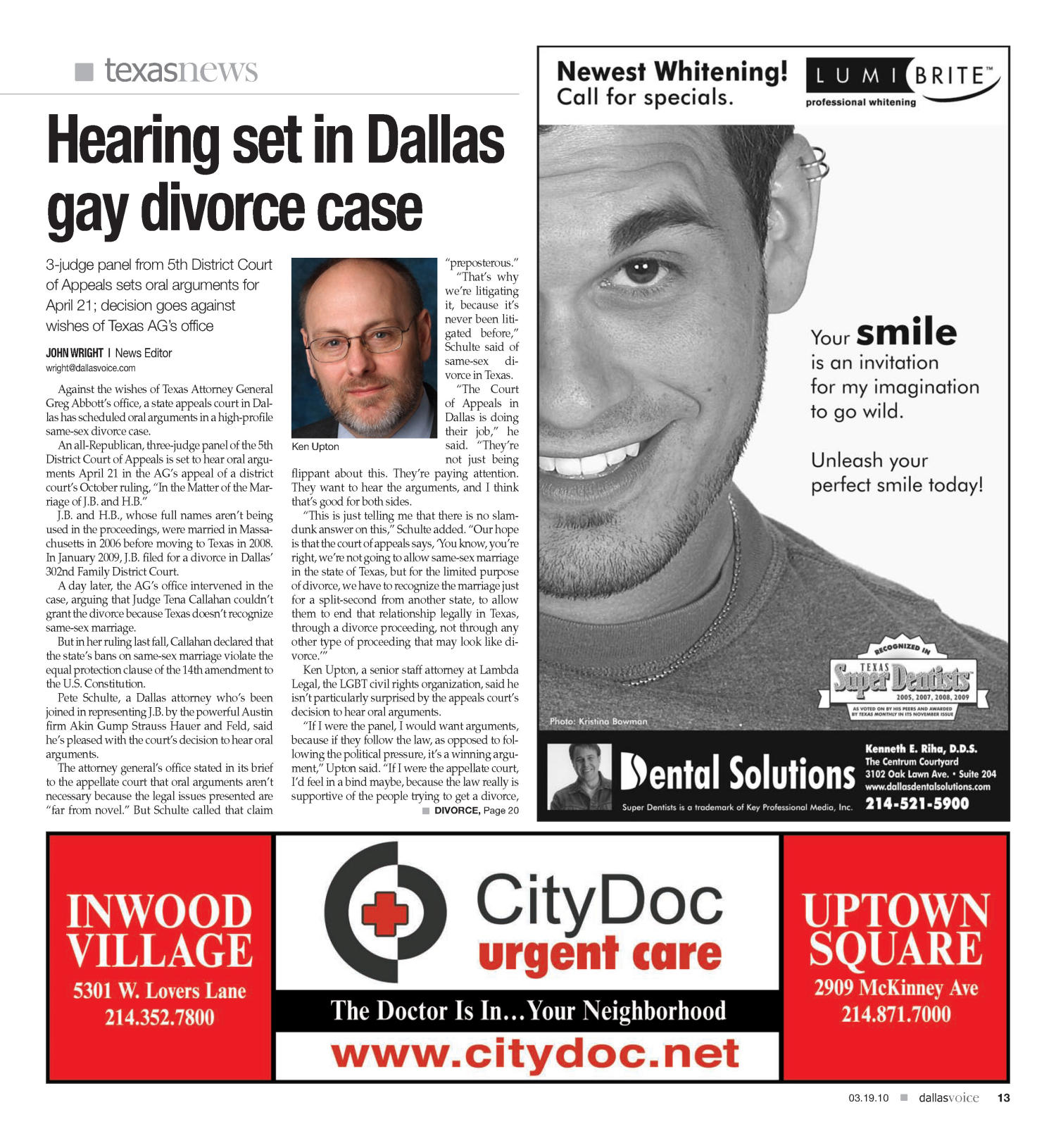 Dallas Voice (Dallas, Tex.), Vol. 26, No. 44, Ed. 1 Friday, March 19, 2010
                                                
                                                    [Sequence #]: 13 of 112
                                                