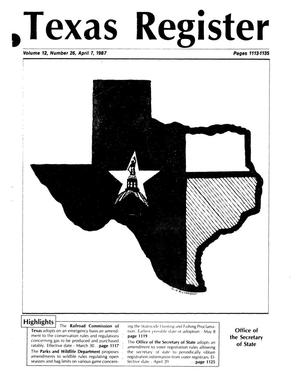 Primary view of object titled 'Texas Register, Volume 12, Number April 7, Pages 1113-1135, April 7, 1987'.