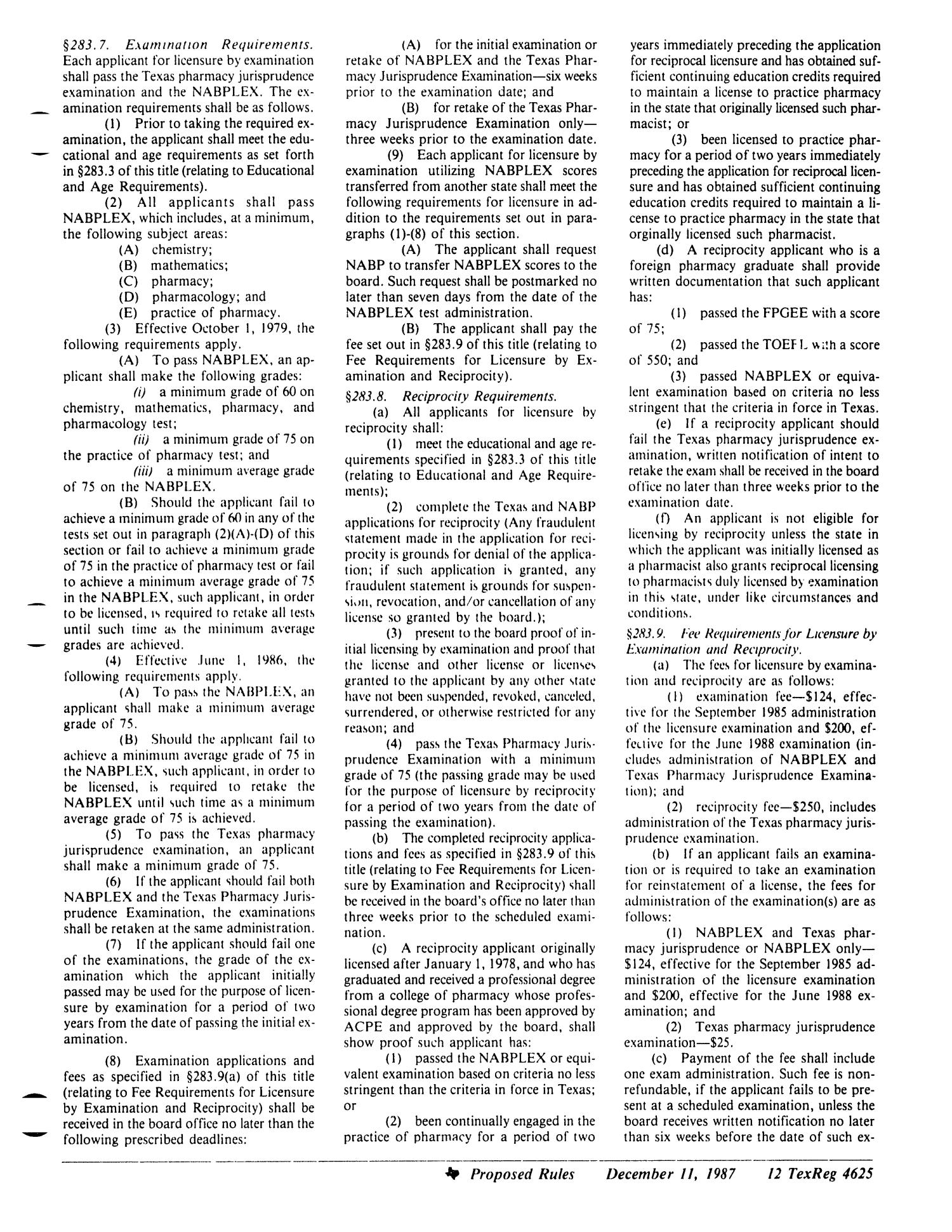 Texas Register, Volume 12, Number 92, Pages 4605-4656, December 11, 1987
                                                
                                                    4625
                                                