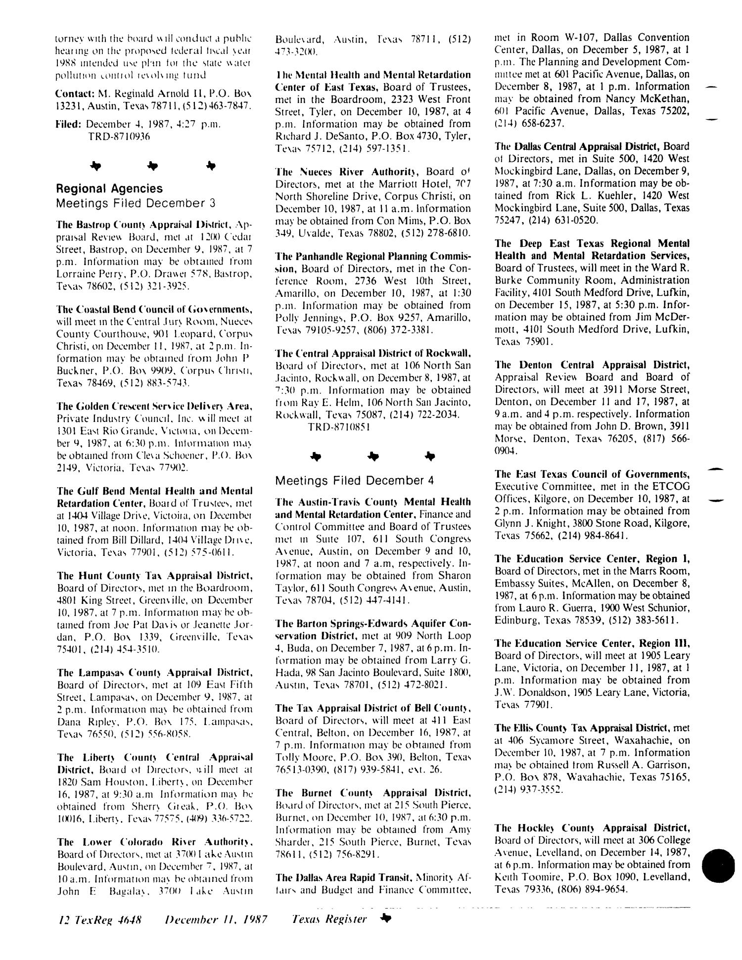 Texas Register, Volume 12, Number 92, Pages 4605-4656, December 11, 1987
                                                
                                                    4648
                                                