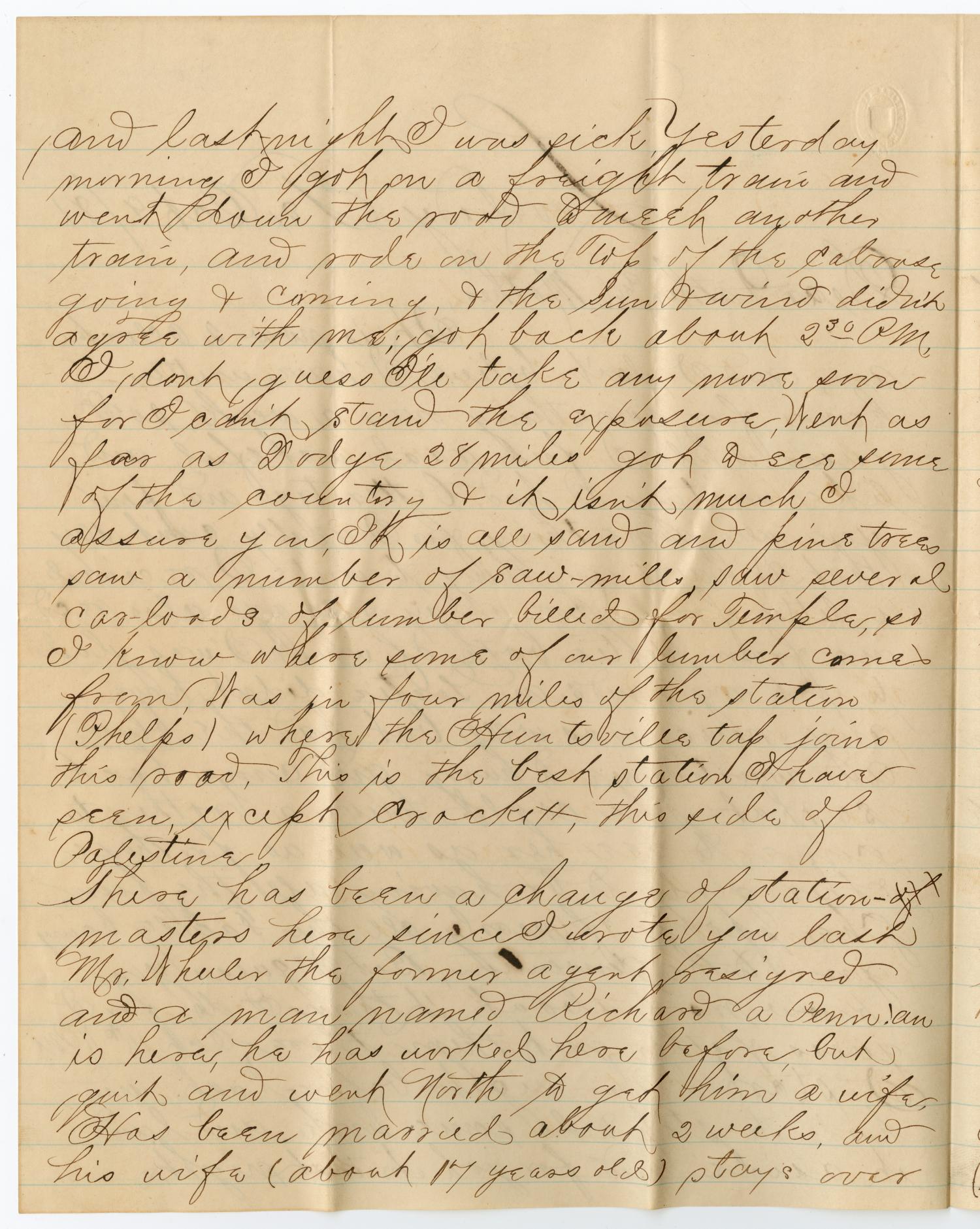 [Letter from Paul Osterhout to John Patterson and Junia Roberts Osterhout, October 9, 1881]
                                                
                                                    [Sequence #]: 2 of 4
                                                