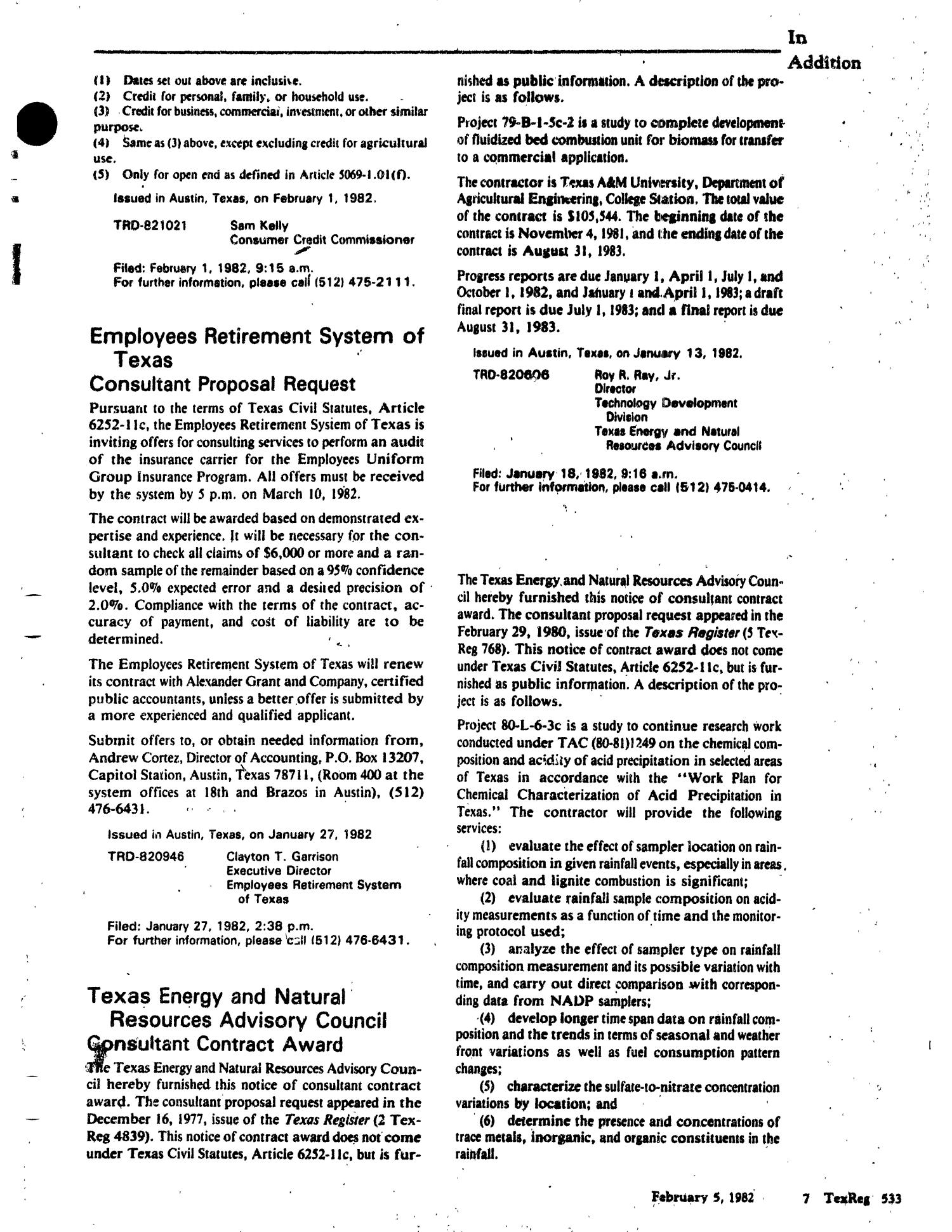 Texas Register, Volume 7, Number 8, Pages 469-554, February 5, 1982
                                                
                                                    533
                                                