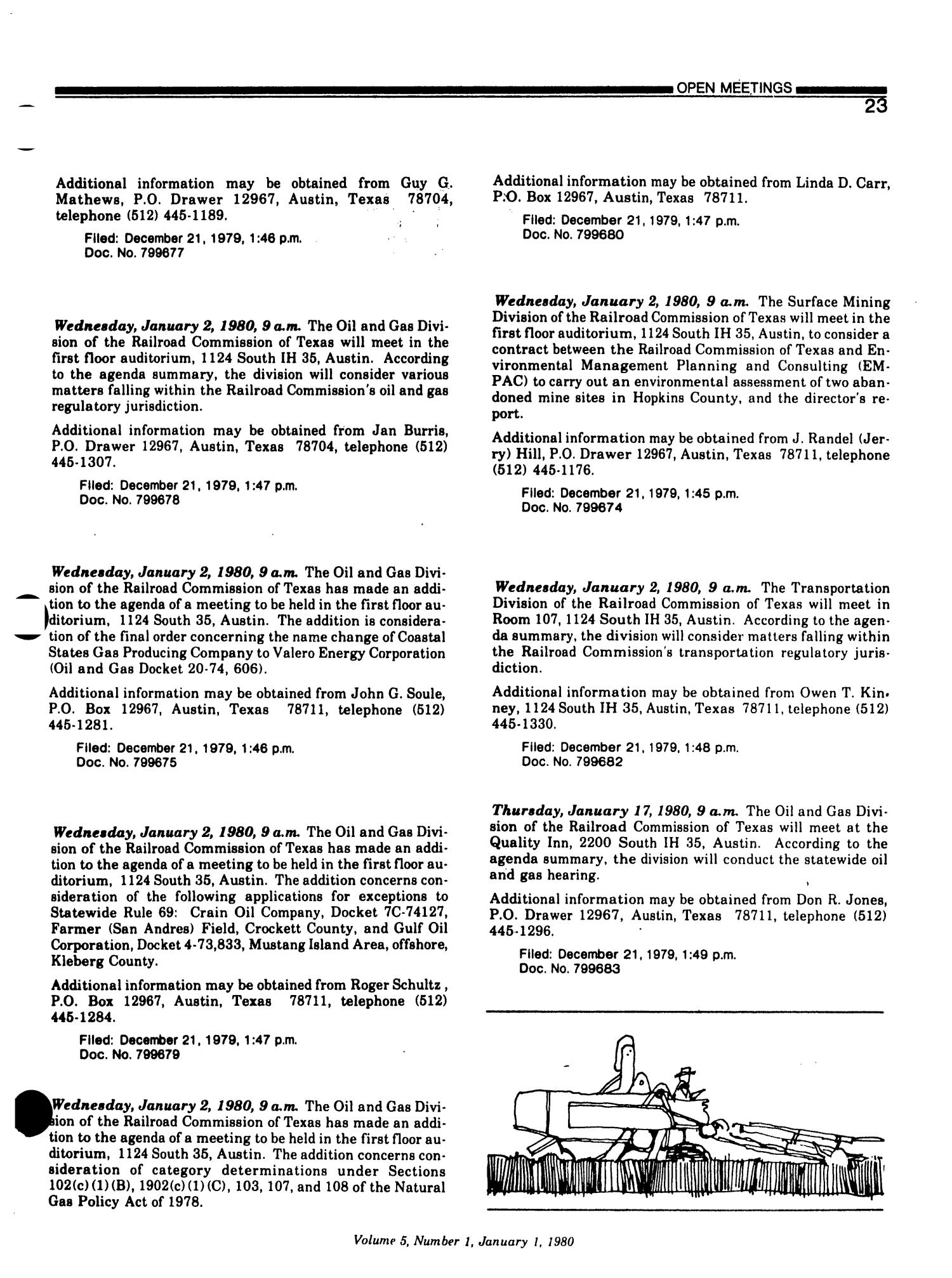 Texas Register, Volume 5, Number 1, Pages 1-30, January 1, 1980
                                                
                                                    23
                                                