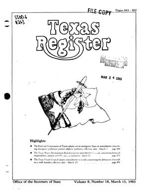 Primary view of object titled 'Texas Register, Volume 8, Number 18, Pages 865-902, March 15, 1983'.
