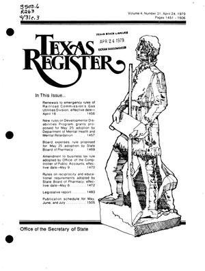 Primary view of object titled 'Texas Register, Volume 4, Number 31, Pages 1451-1506, April 24, 1979'.