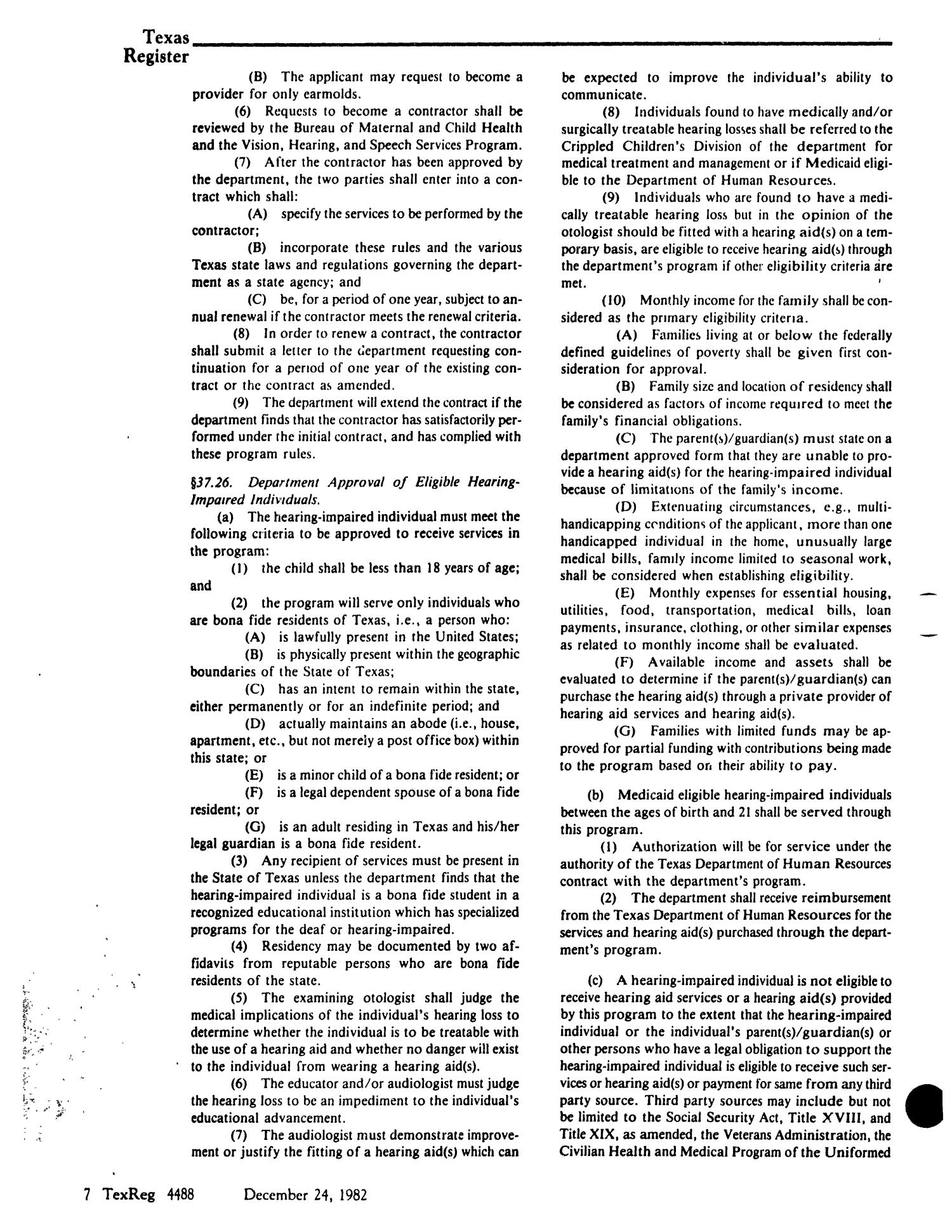 Texas Register, Volume 7, Number 95, Pages 4473-4508, December 24, 1982
                                                
                                                    4488
                                                