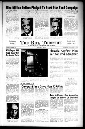 Primary view of object titled 'The Rice Thresher (Houston, Tex.), Vol. 53, No. 11, Ed. 1 Thursday, December 2, 1965'.