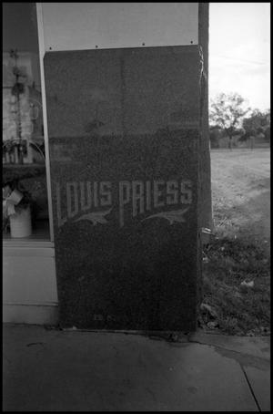 Primary view of object titled '[Photograph of the Louis Priess Cornerstone]'.