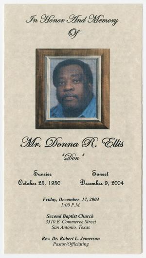 Primary view of object titled '[Funeral Program for Donna Ellis, December 17, 2004]'.