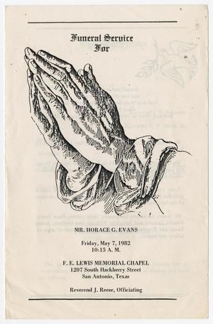Primary view of object titled '[Funeral Program for Horace G. Evans, May 7, 1982]'.