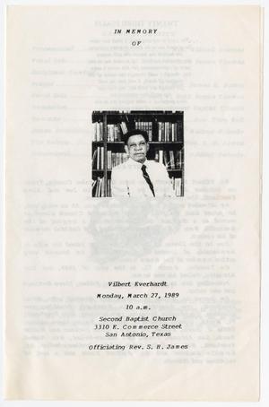 Primary view of object titled '[Funeral Program for Vilbert Everhardt, March 27, 1989]'.