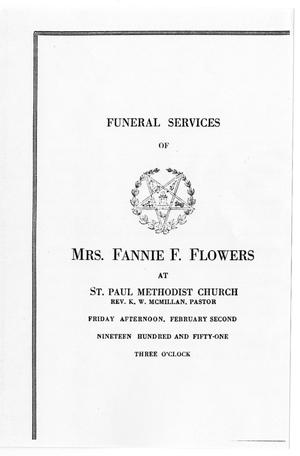 Primary view of object titled '[Funeral Program for Fannie F. Flowers, February 2, 1951]'.