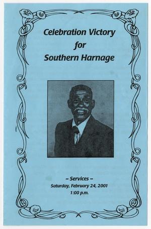 Primary view of object titled '[Funeral Program for Southern Harnage, February 24, 2001]'.