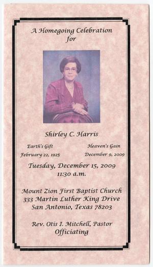 Primary view of object titled '[Funeral Program for Shirley C. Harris, December 15, 2009]'.